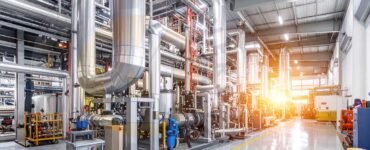 Maintenance operations at a chemical and petrochemical plant featuring clean pipelines, storage tanks, and industrial equipment ensuring safety and efficiency